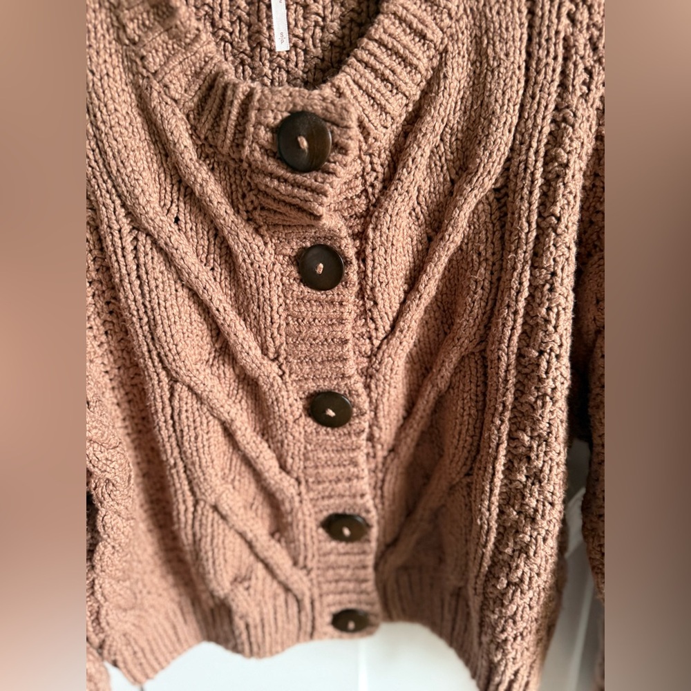 NWT Free People Bonfire CableKnit Cardigan - Picture 5 of 13